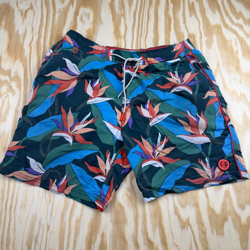 Scotch & Soda Mens‎ Bird of Paradise Floral Swim Trunks Multicolor Size Small